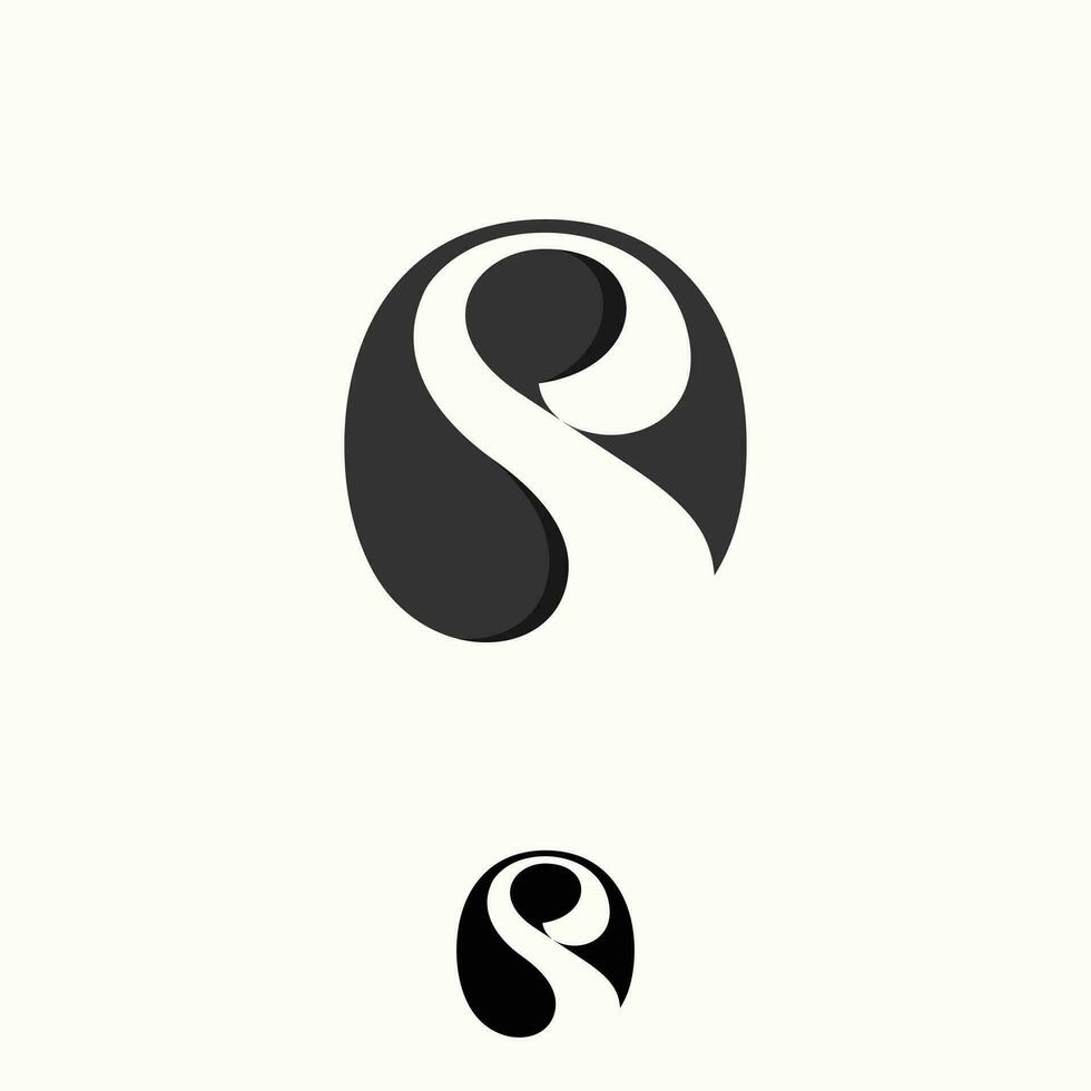 Flat typography initial letter OS logo gray color vector