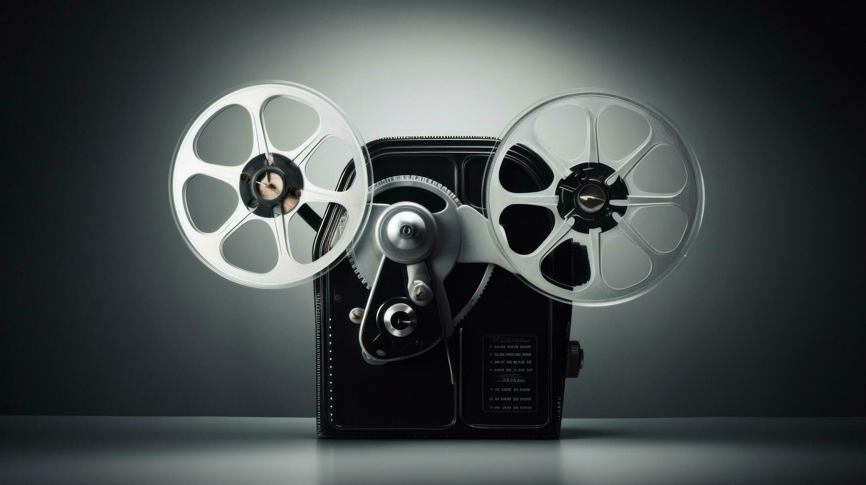 AI generated A classic image of a movie projector with a film reel photo