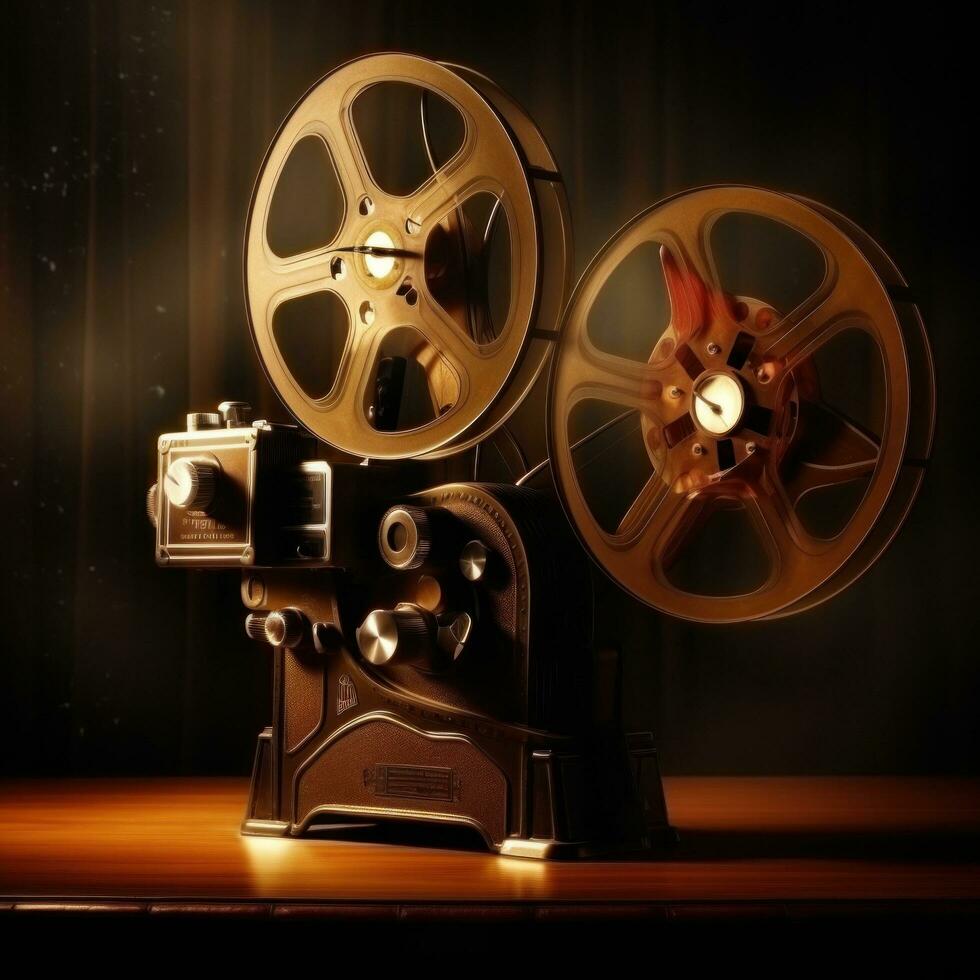 AI generated A classic image of a movie projector with a film reel photo