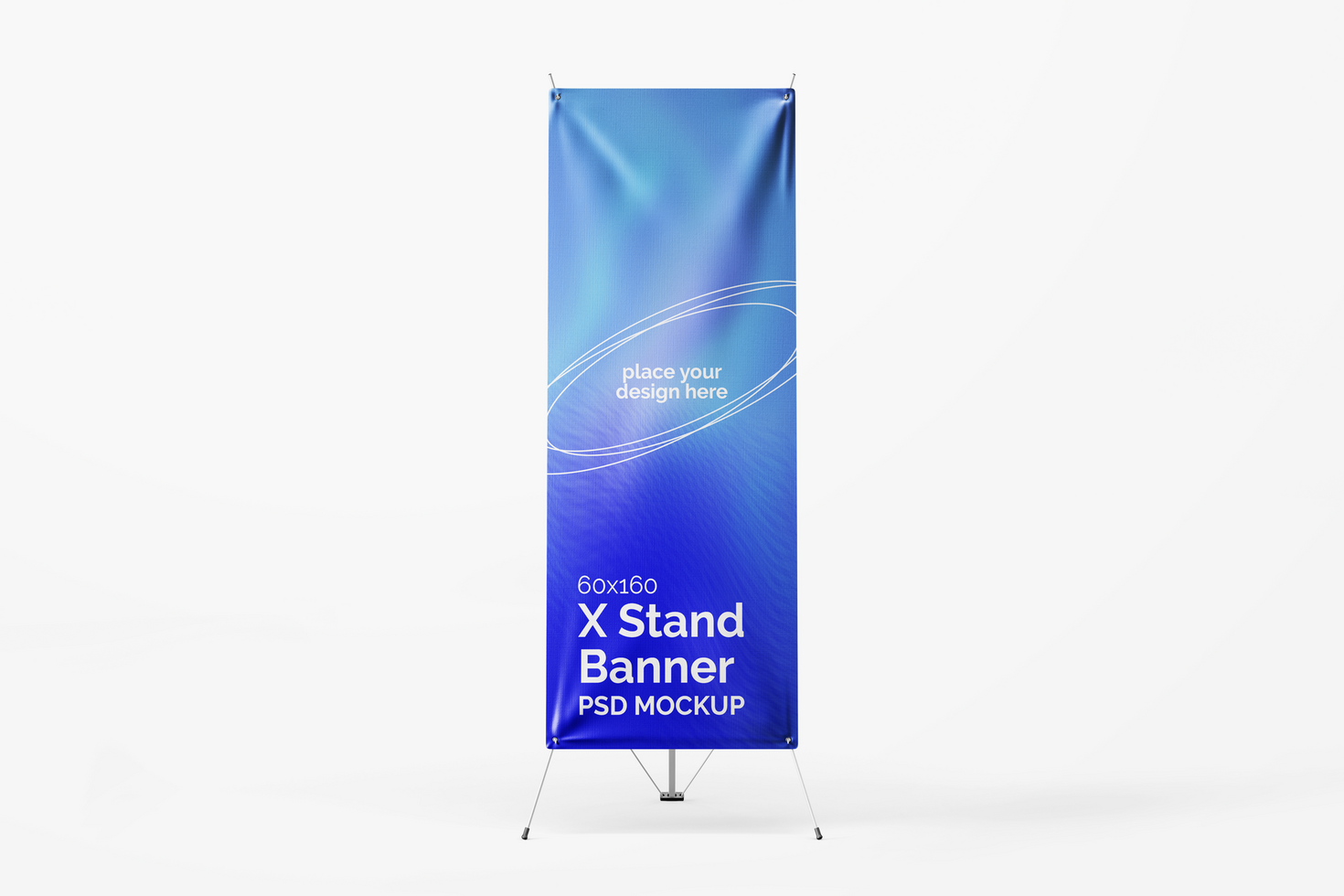 vertical standing x banner with textured canvas paper realistic editable mockup design template isolated psd
