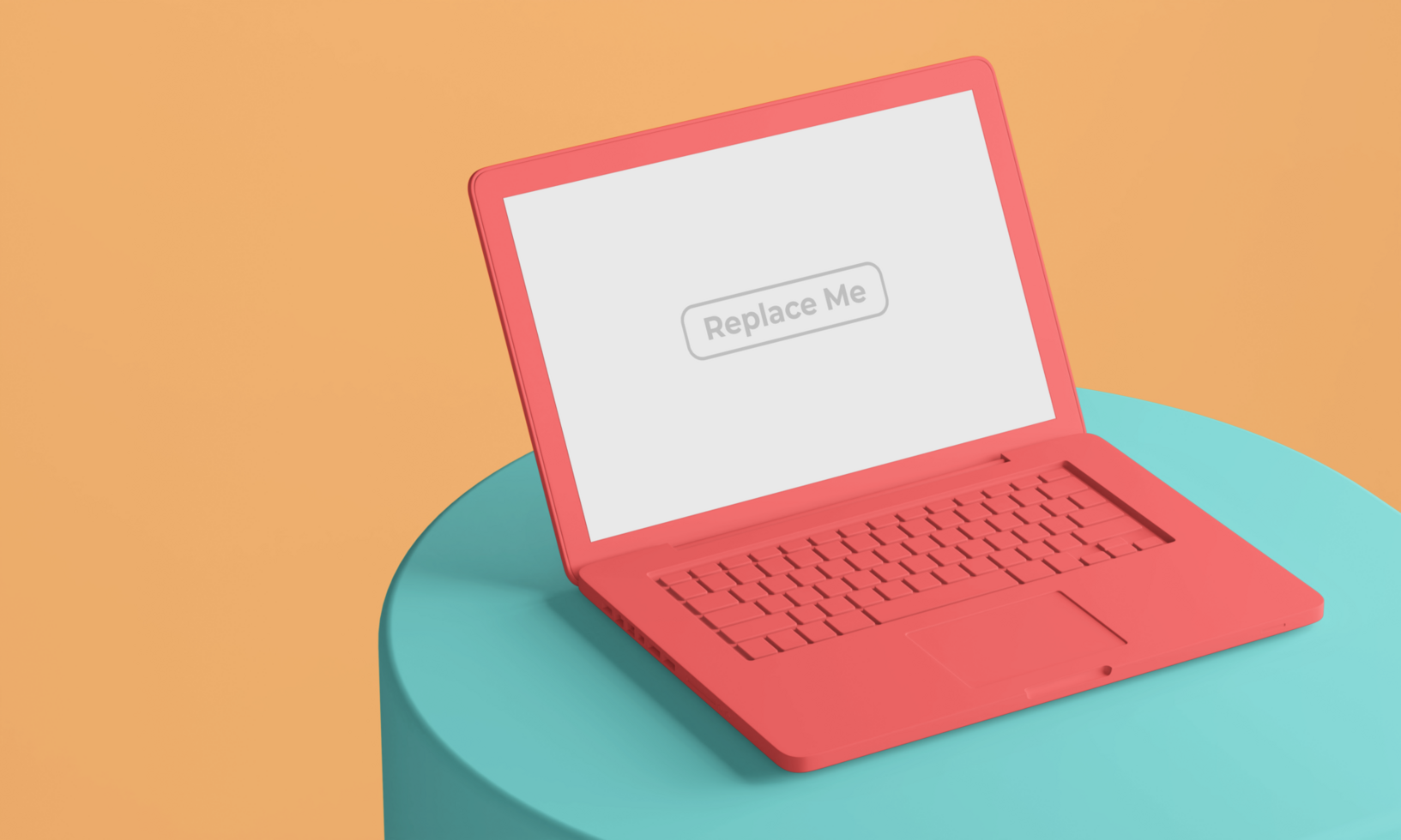 minimalist changeable color block style clay matte laptop notebook screen design mockup on circular podium psd
