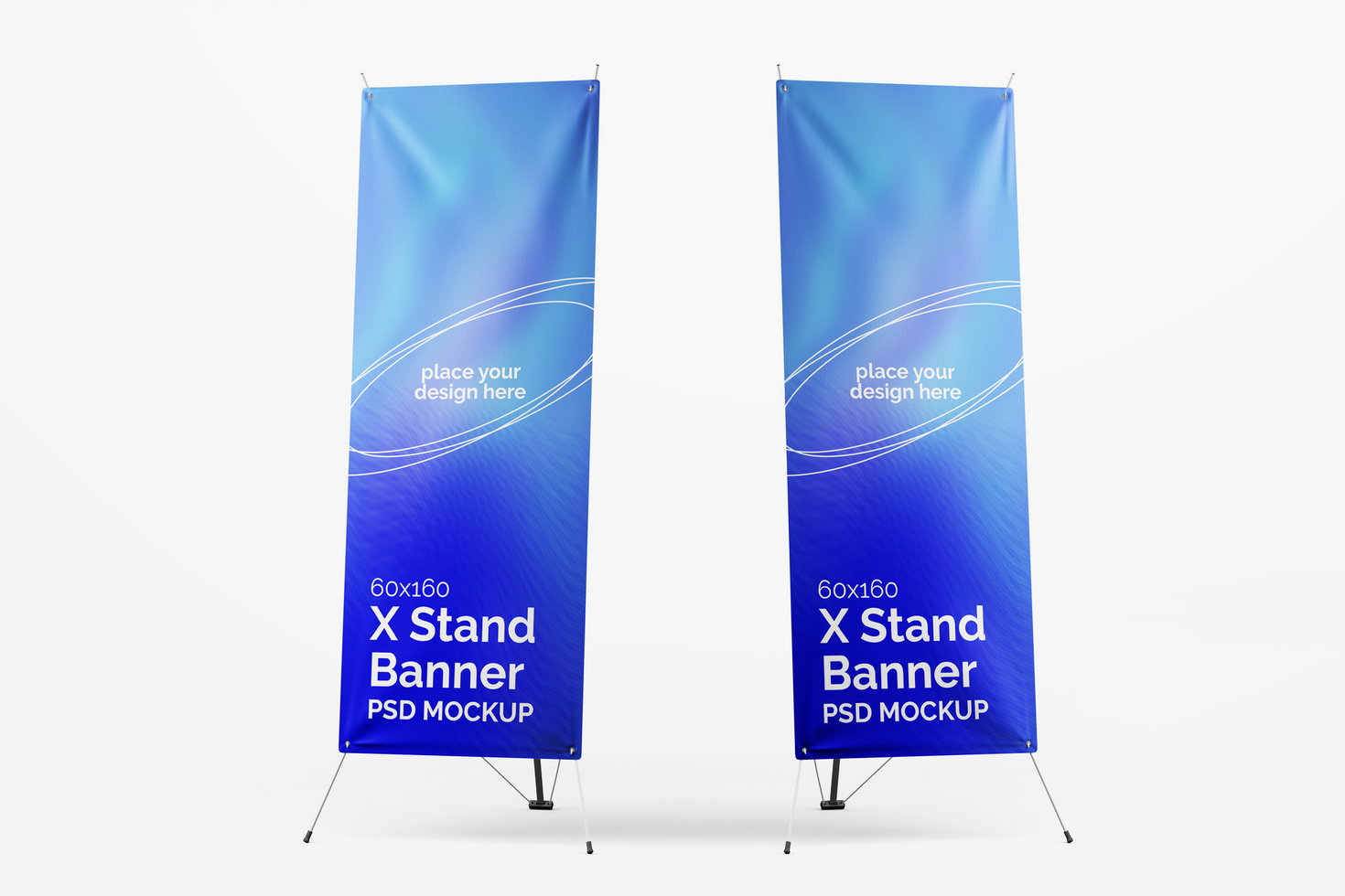 vertical standing x banner with textured canvas paper realistic editable mockup design template isolated psd