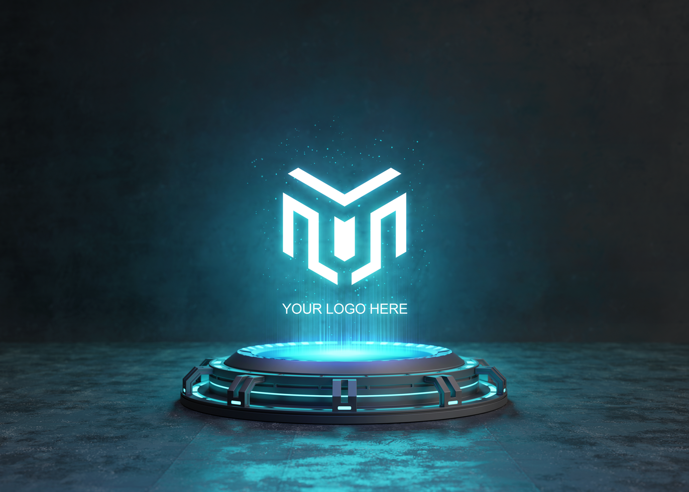 Futuristic pedestal for logo mockup psd