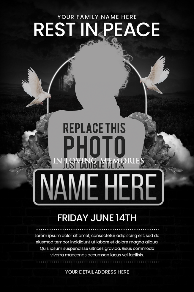 Creative Funeral Day Flyer or Poster Template psd