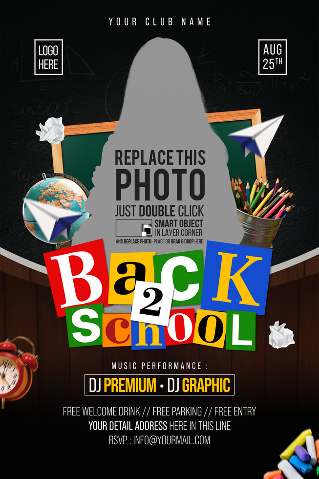 Modern Back to School Flyer or Poster Template psd