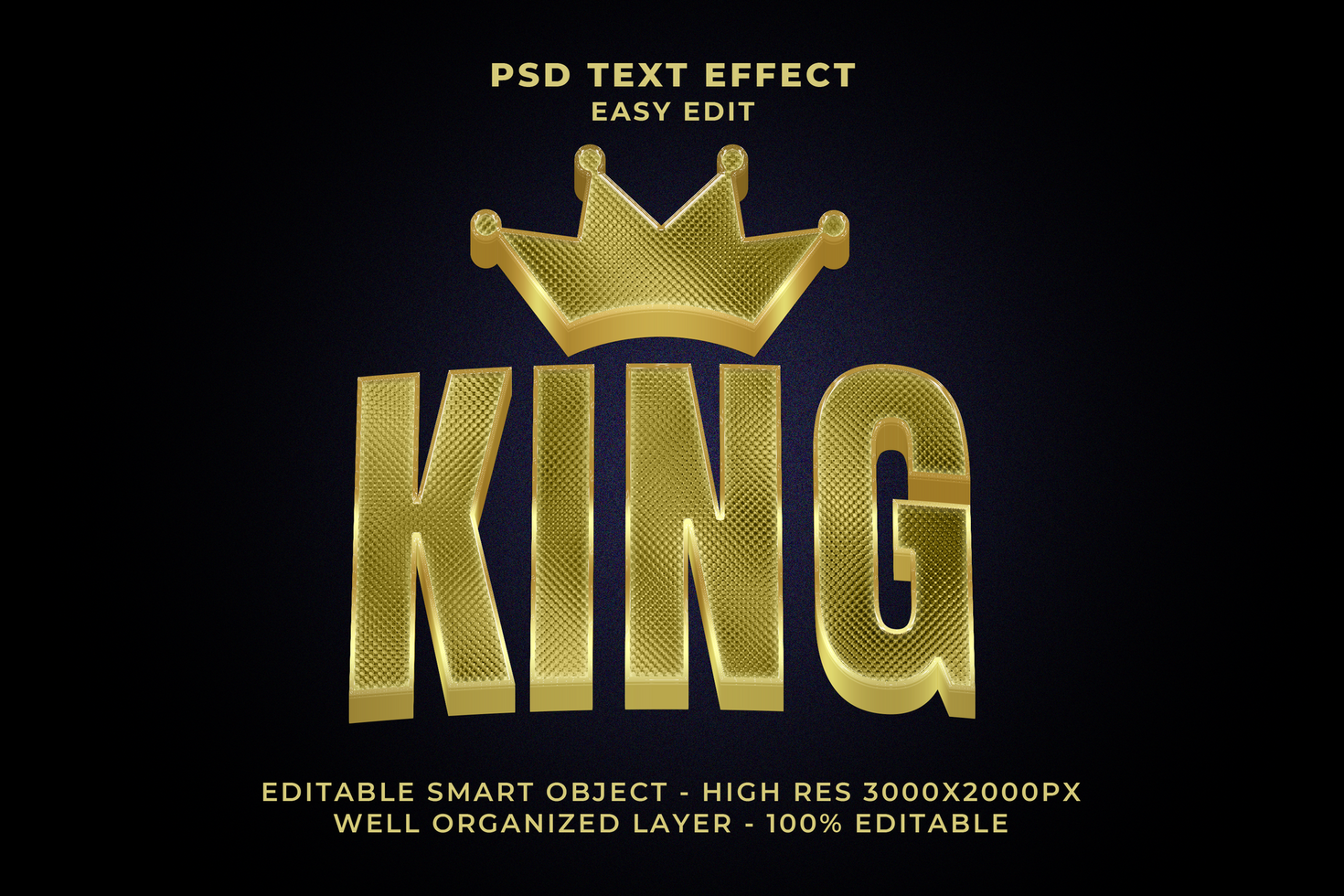 3D Gold King Text Effect psd