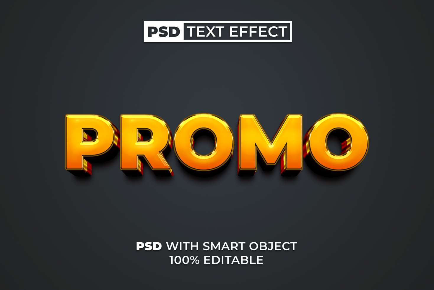 Promo 3D Text Effect Golden Shiny Style. psd