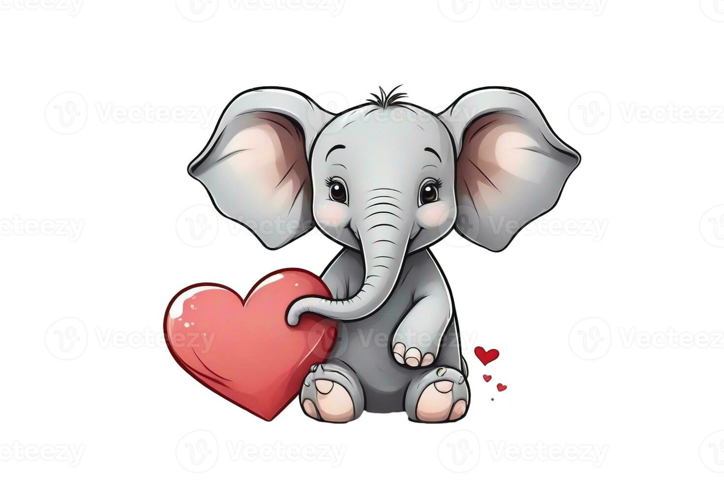 AI generated graphics elephant with a red heart elephant with a red heart photo