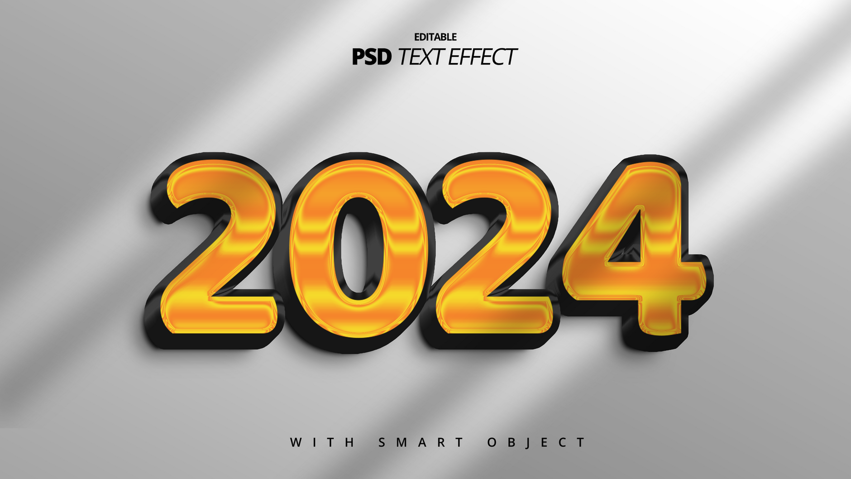 2024 Nouveau année d'or 3d texte effet psd