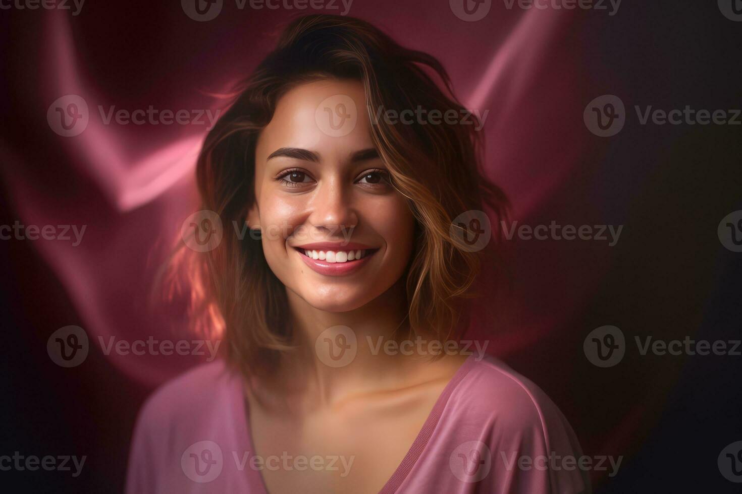 AI generated Beautiful Smiling Woman with Long Hair photo