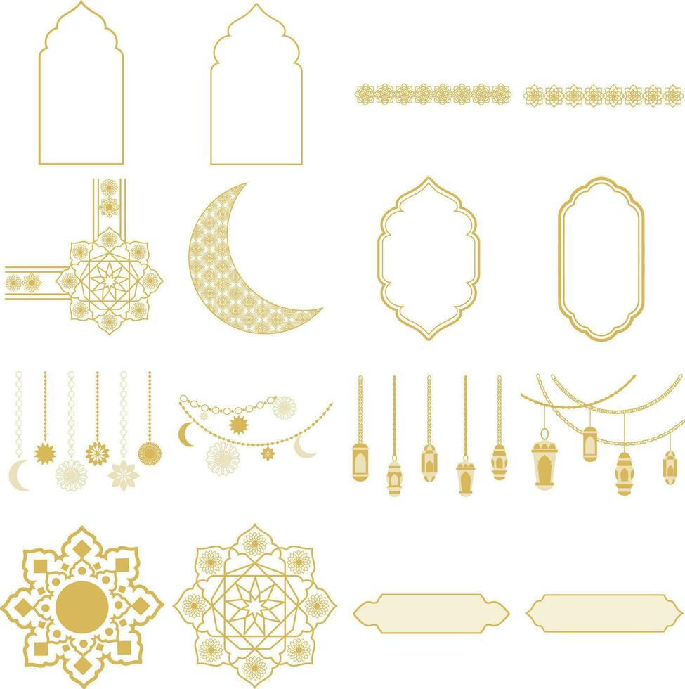 Islamic Decoration Illustration Set vector
