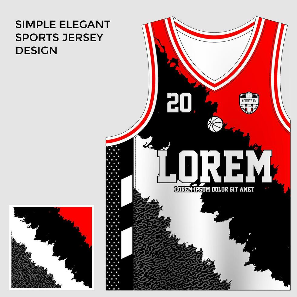 simple elegant abstract red basketball jersey sublimation template vector