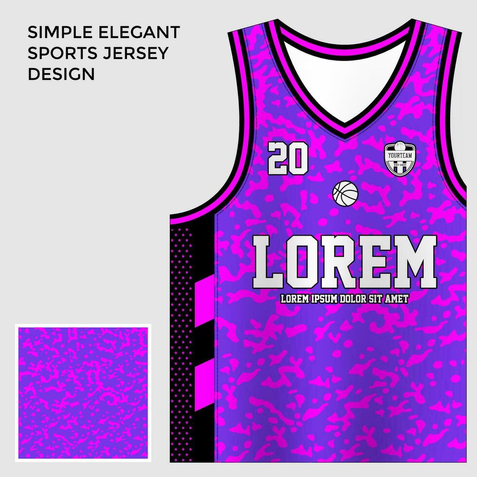 púrpura sublimación baloncesto jersey modelo vector