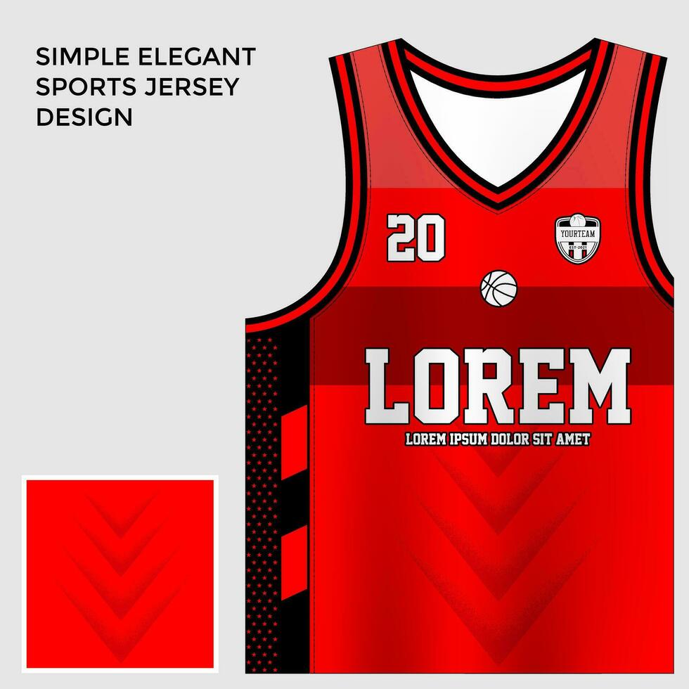 simple elegant abstract red basketball jersey sublimation template vector