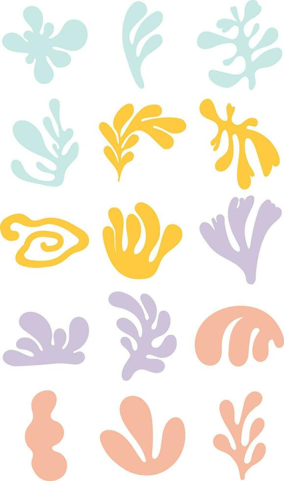 Bright Colorful Matisse Style Illustration Set vector