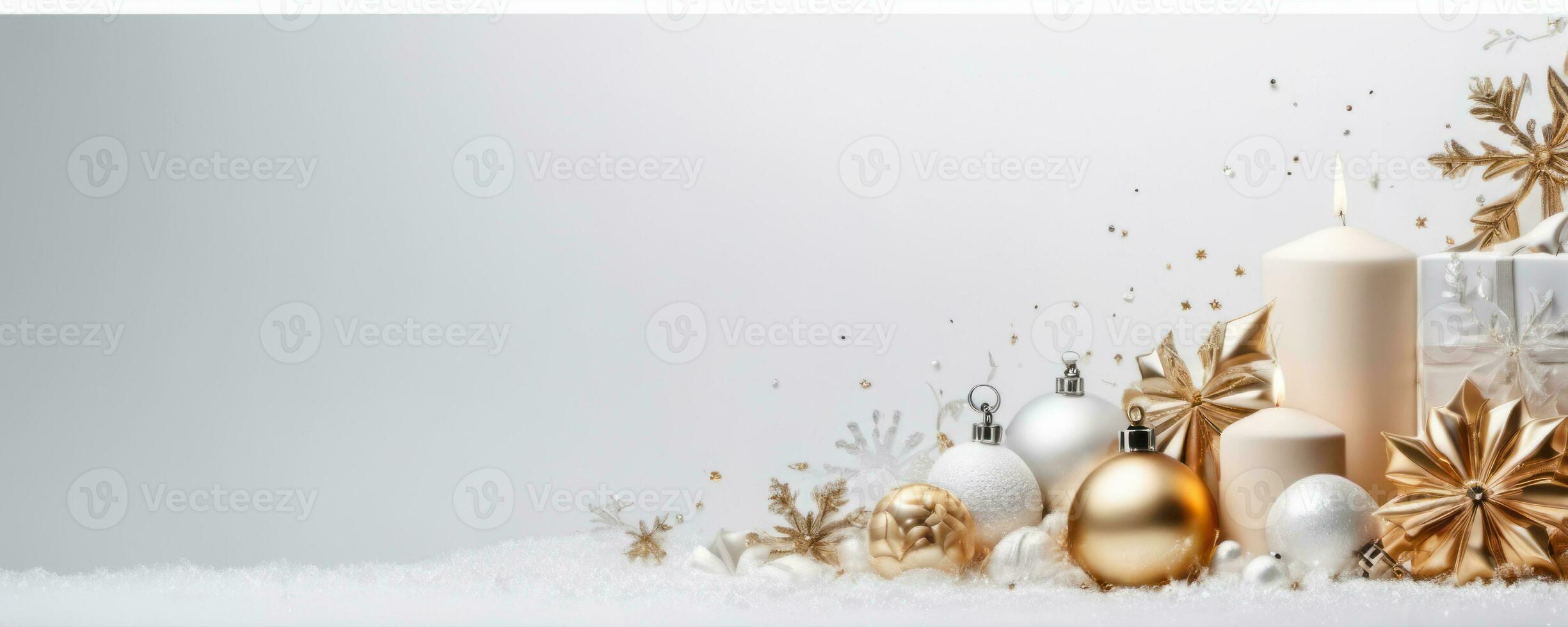 AI Generated Festive Holiday Ornaments and Candles photo