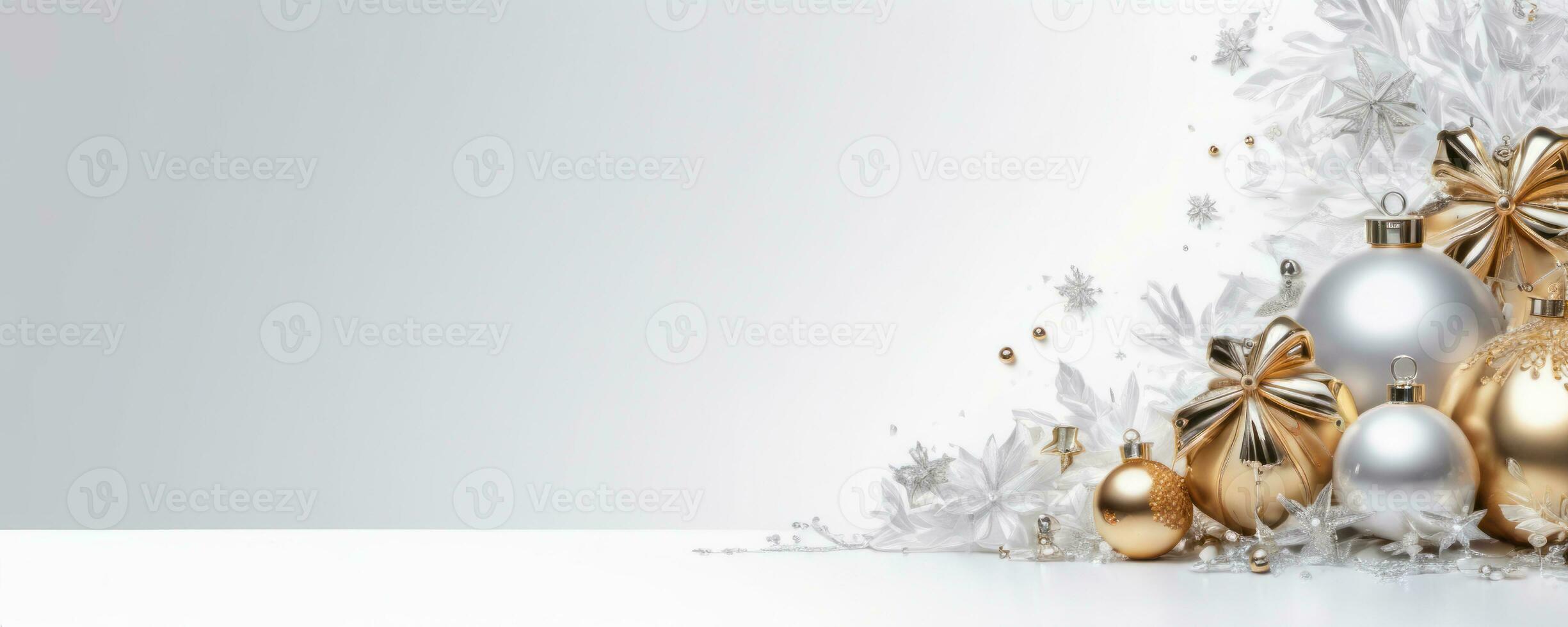 AI Generated Elegant Christmas Ornaments in Gold and Silver photo