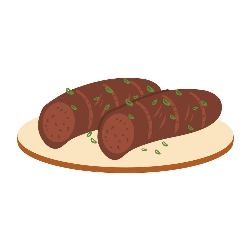 Soondae sausage Korean food illustration vector