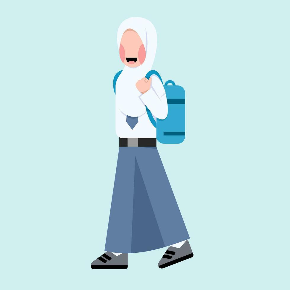 Indonesian Hijab Senior High School Student vector