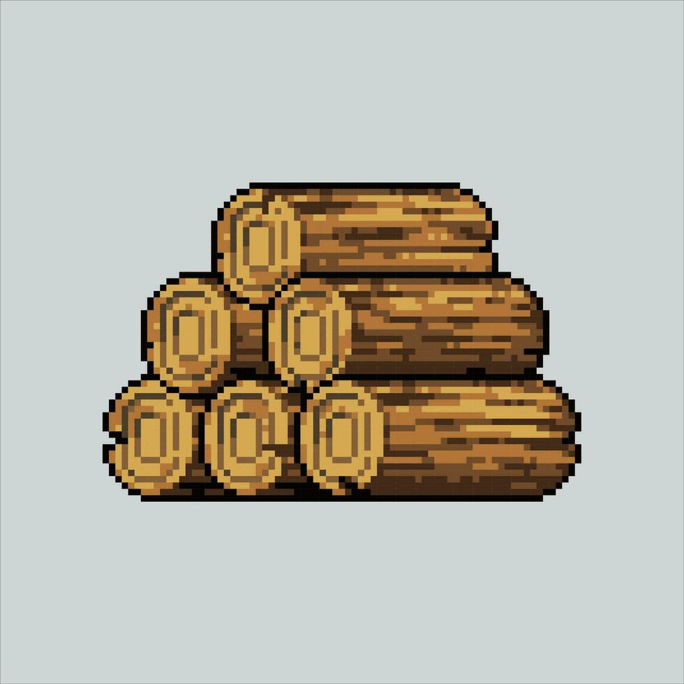 Pixel art illustration Woodpile. Pixelated timber wood. Wood Pile pixelated for the pixel art game and icon for website and video game. old school retro. vector