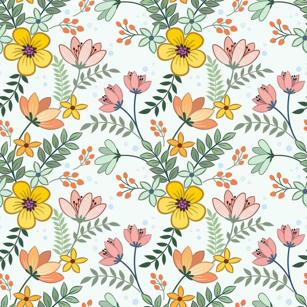 Beautiful flowers and leaf seamless pattern for fabric textile wallpaper. vector