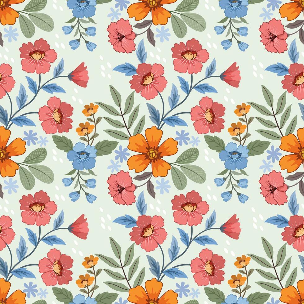 Colorful hand draw flowers seamless pattern. vector