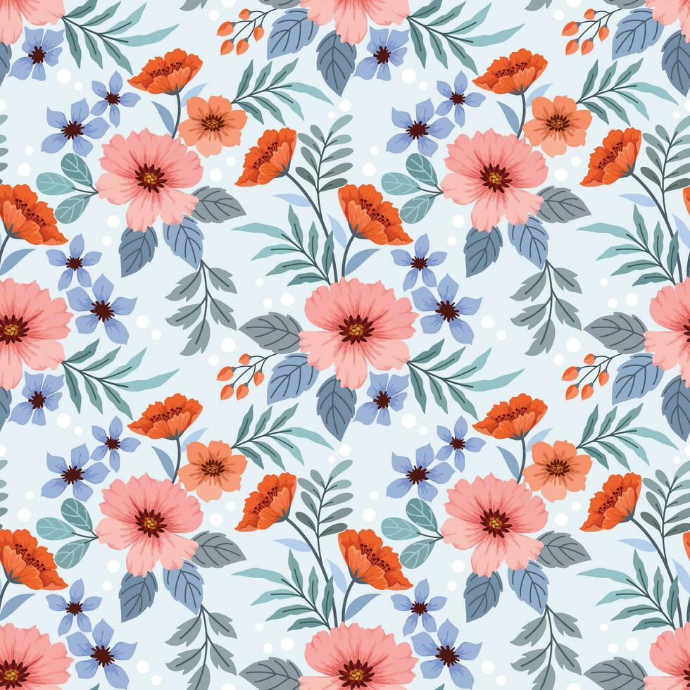 Beautiful flowers and leaf seamless pattern for fabric textile wallpaper. vector