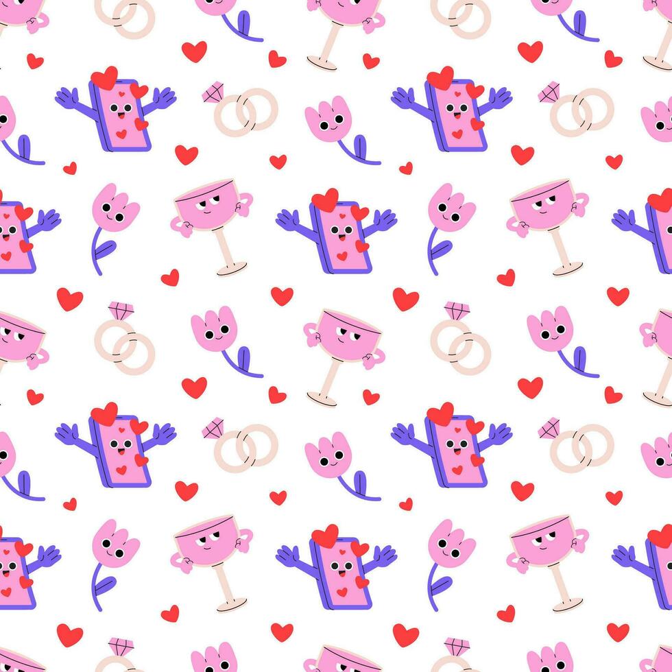 Valentines day seamless pattern vector