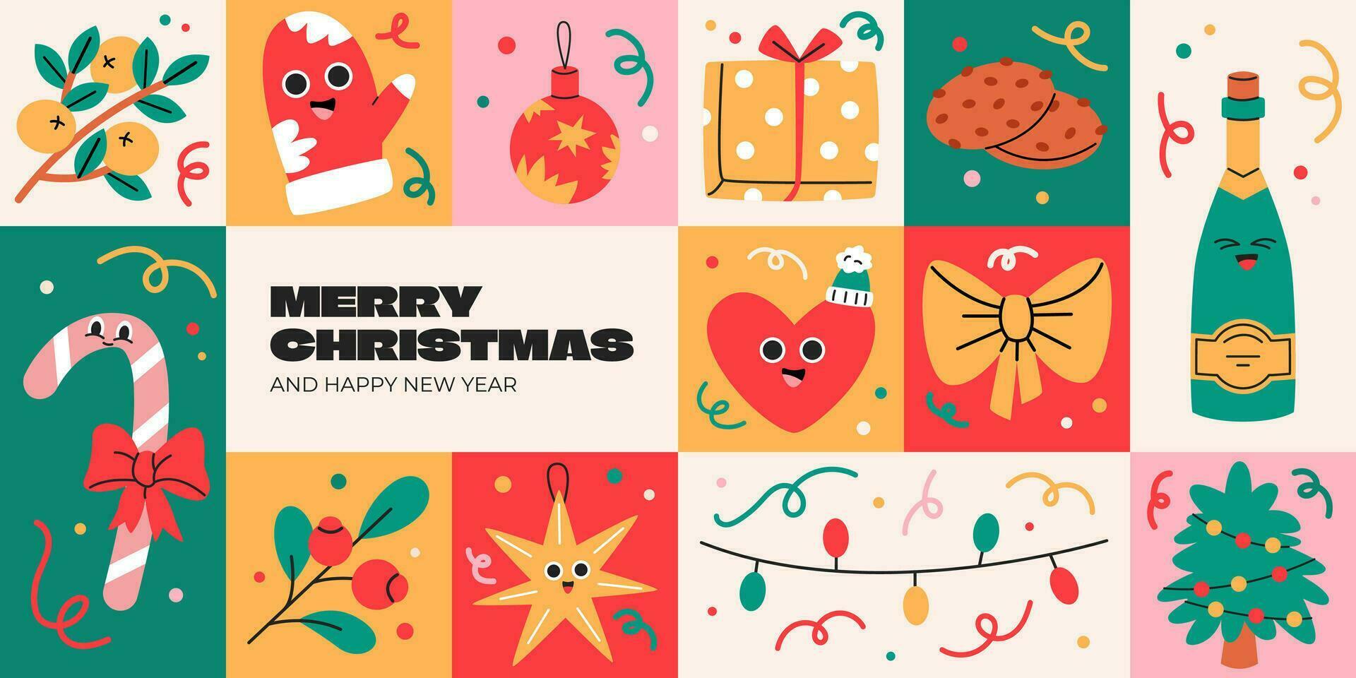 Merry Christmas background in geometric style vector