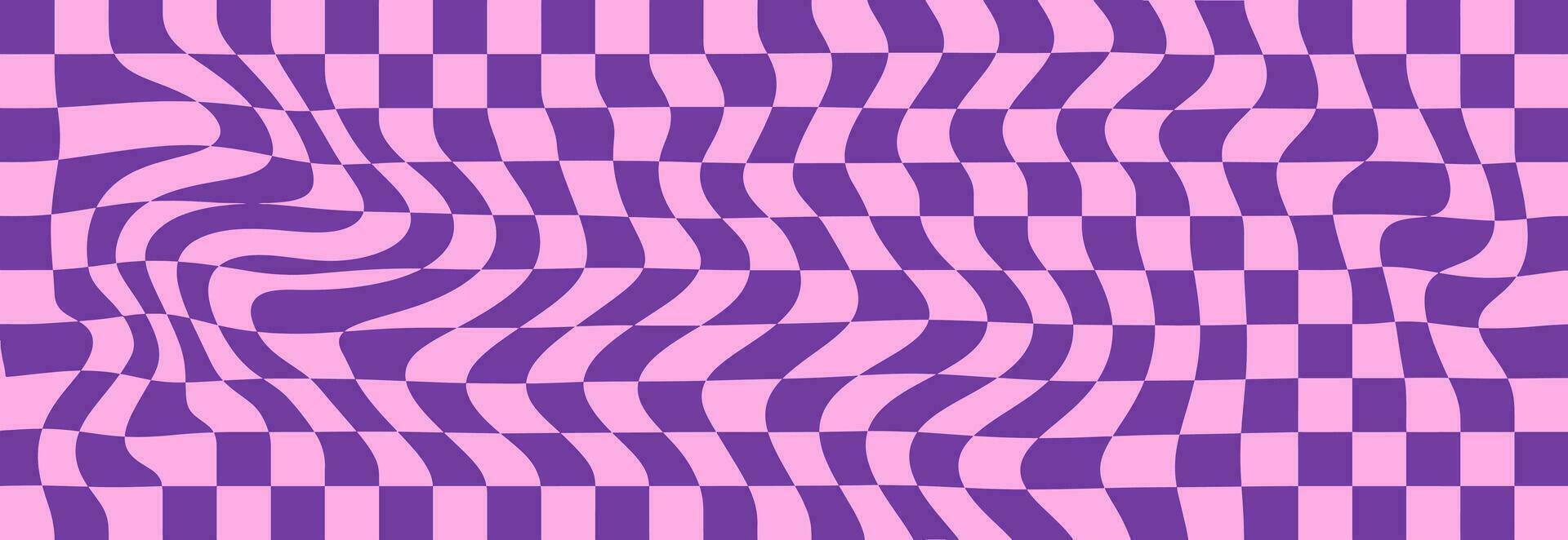 Trippy checkerboard background. Retro psychedelic checkered wallpaper. vector