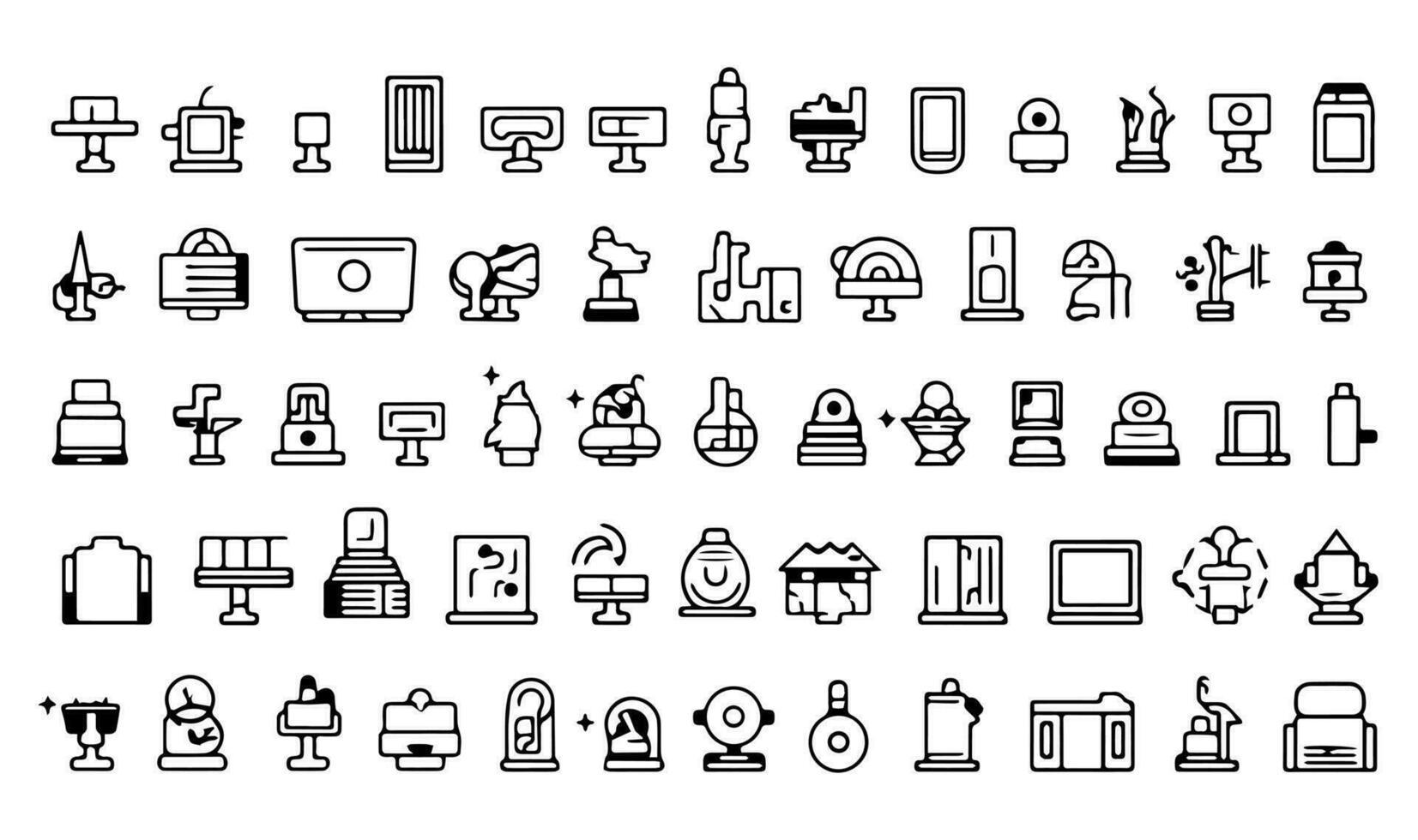 Computer icons set. Outline illustration of computer vector icons for web.