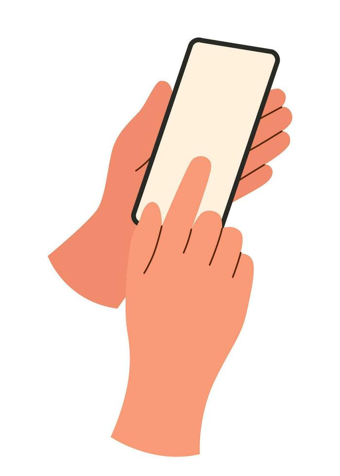 Hands with phone vector