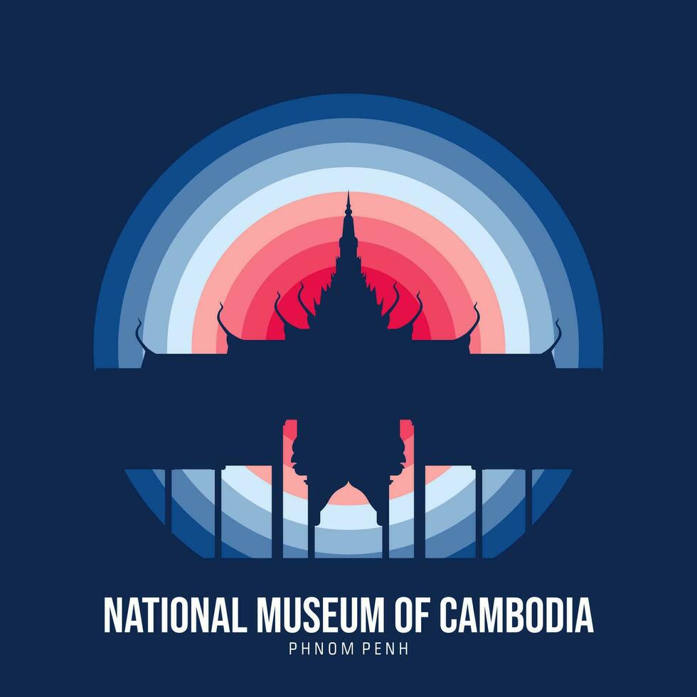 Typical Cambodian buildings vector background, with moonlight effect. Vector eps 10