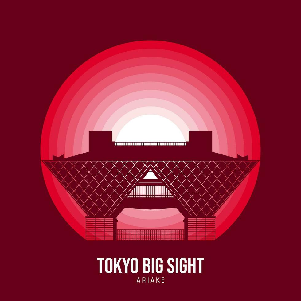 tokio grande visión de ariak logotipo mundo mayor arquitectura ilustración. moderno luz de la luna símbolo. vector eps 10