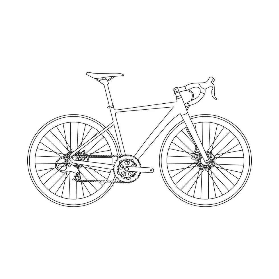 Racing bicycle line art vector illustration. Vector eps 10
