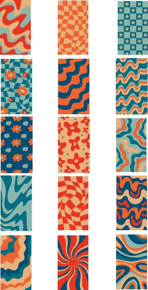 Bold Retro Pattern Illustration Set vector