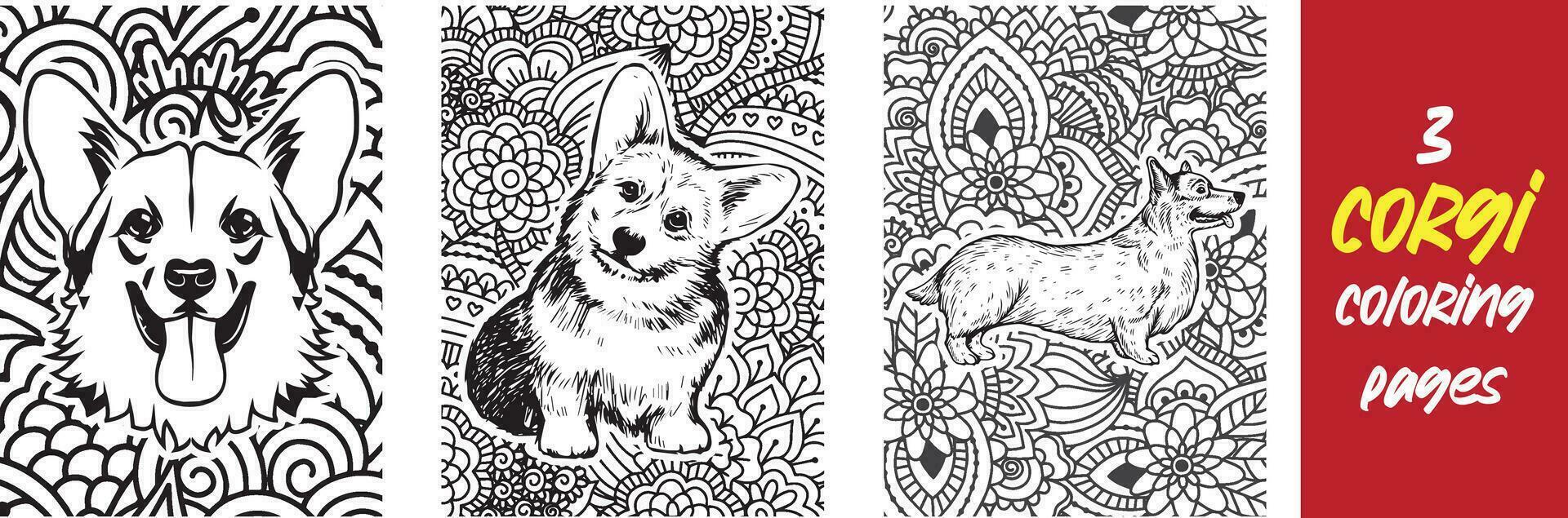 garabatear corgi colorante página libro vector