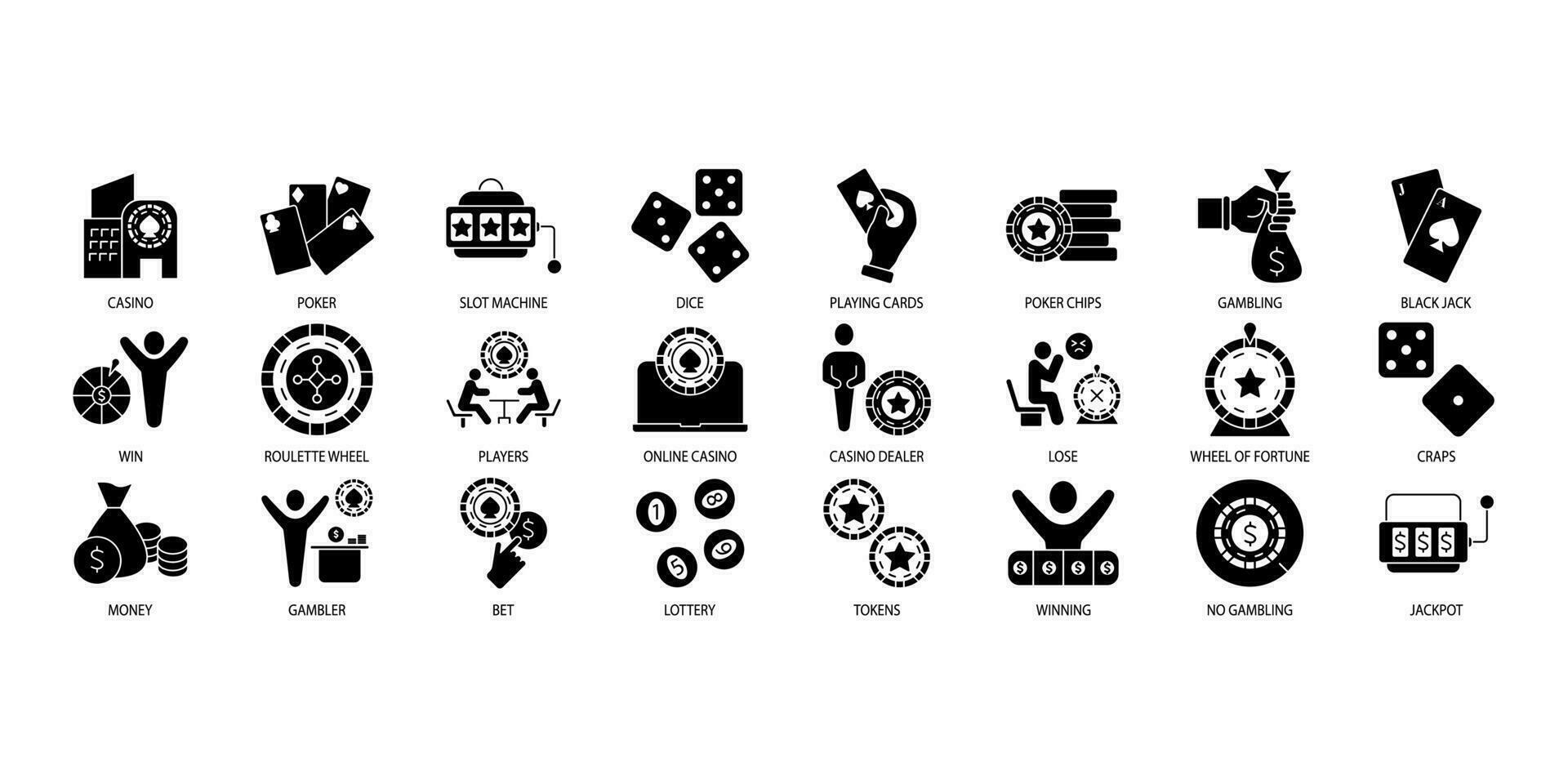 Casino icons set. Set of editable stroke icons.Vector set of Casino vector