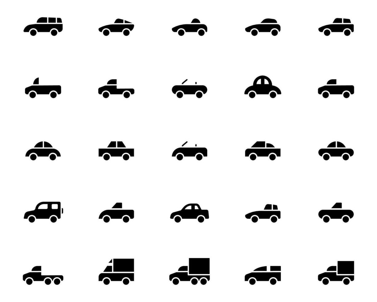 Car icon images on pack. Vector illustration.
