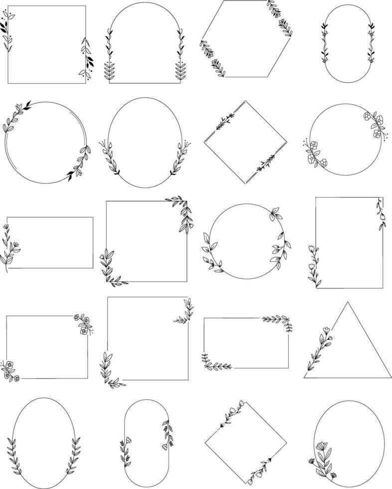 Simple Floral Frame Elements Set vector