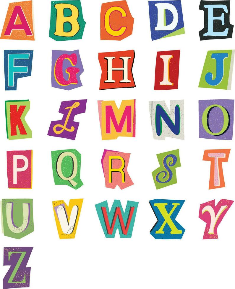 Colorful Magazine Cut-out Letters Elements Set vector