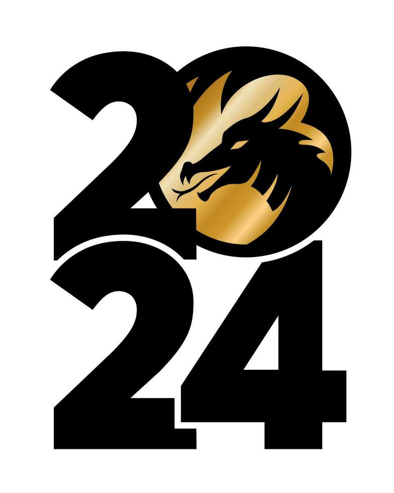 Logo 2024 with the dragon. Icon with the symbol of the year. Simple, modern, and concise design. Chinese New Year. vector