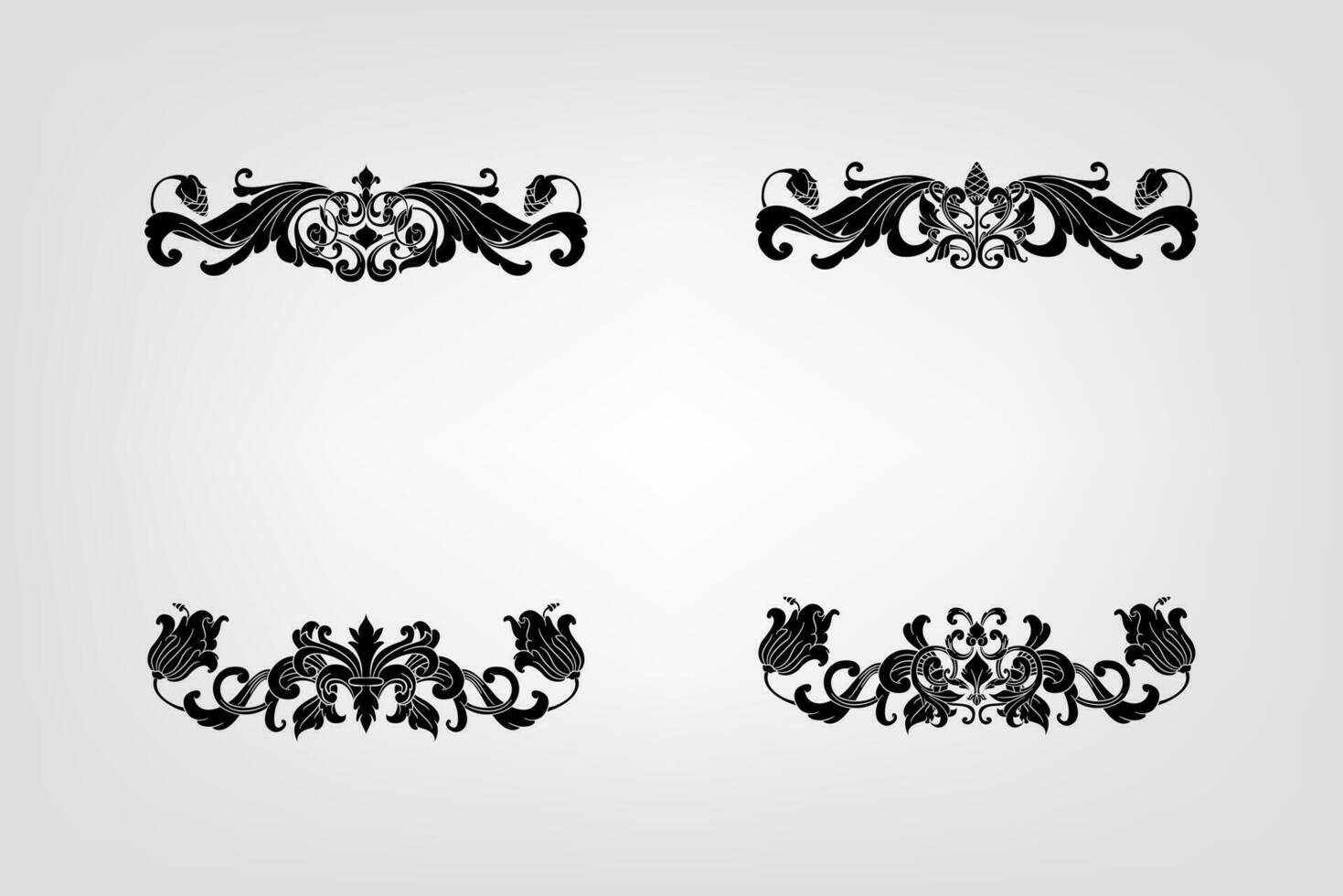 Classical Baroque Filigree Decoration Ornament Vintage Floral Border Style Antique Art Retro vector