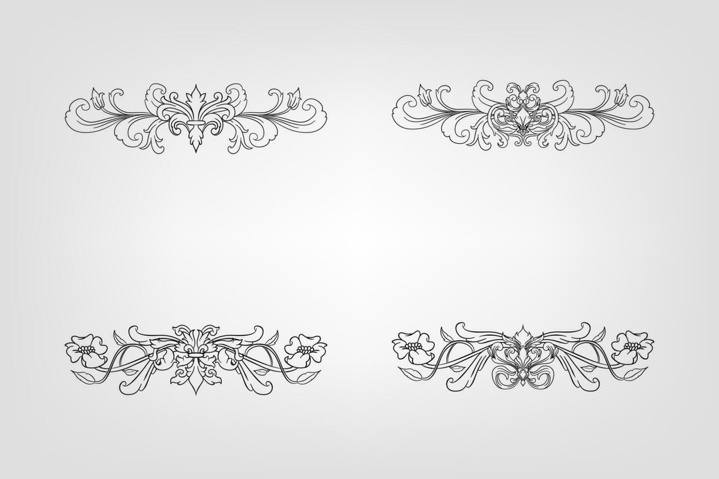 Classical Baroque Filigree Decoration Ornament Vintage Floral Border Style Antique Art Retro vector