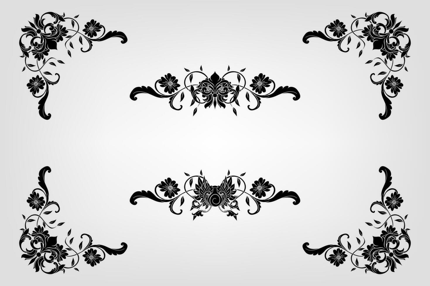 Classical Baroque Filigree Decoration Ornament Vintage Floral Border Style Antique Art Retro vector