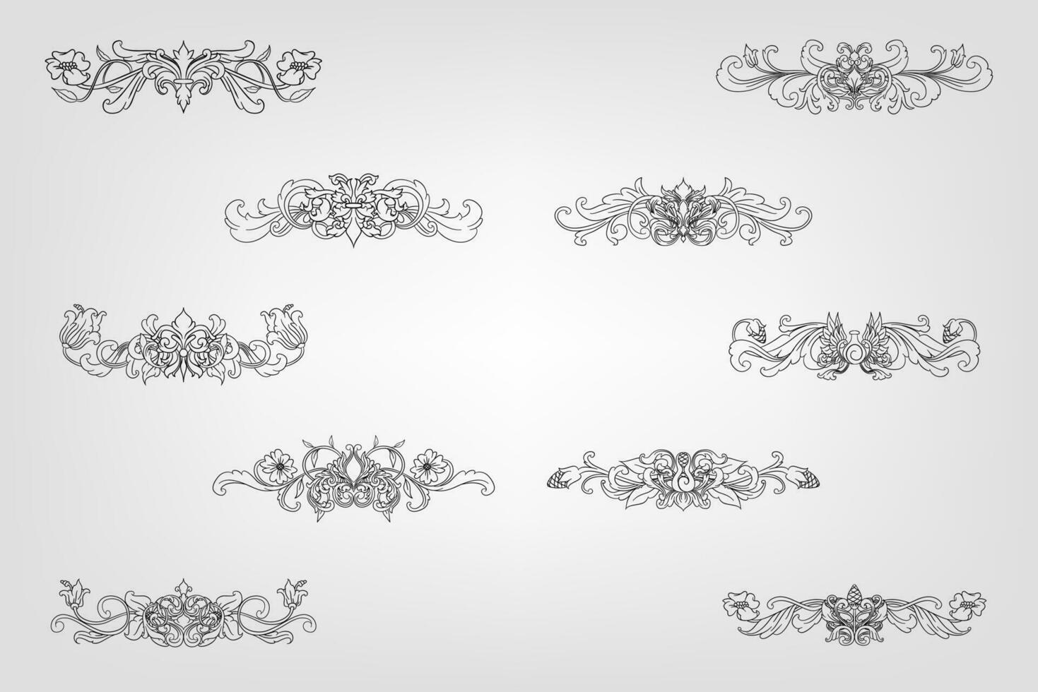 Classical Baroque Filigree Decoration Ornament Vintage Floral Border Style Antique Art Retro vector