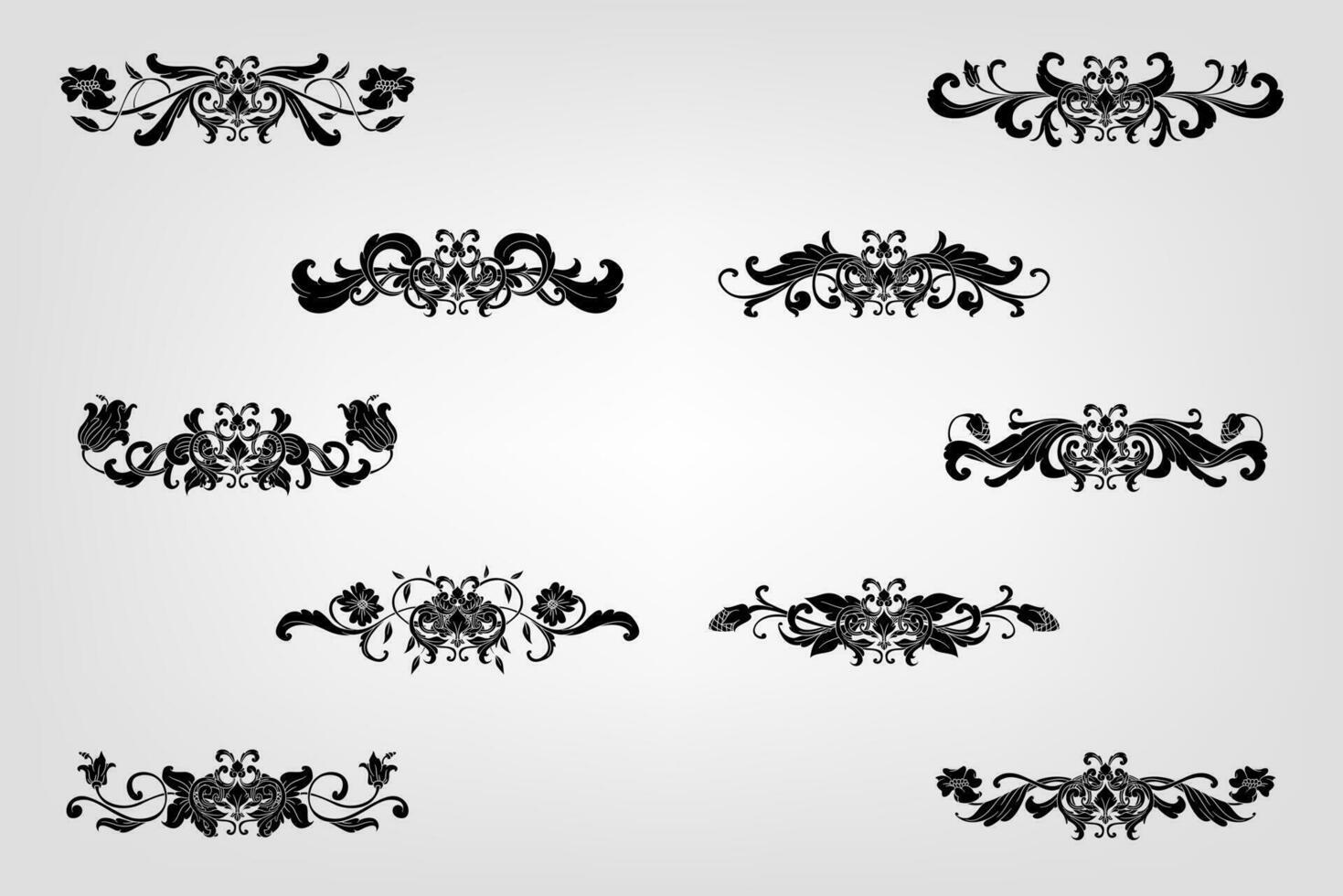 Classical Baroque Filigree Decoration Ornament Vintage Floral Border Style Antique Art Retro vector