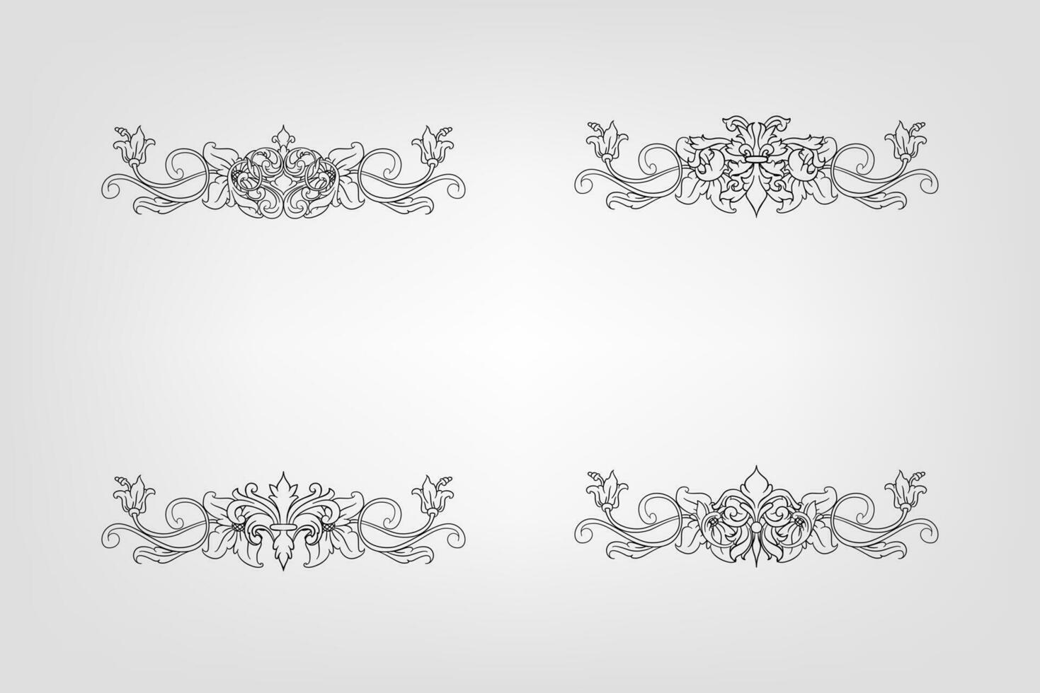 Classical Baroque Filigree Decoration Ornament Vintage Floral Border Style Antique Art Retro vector