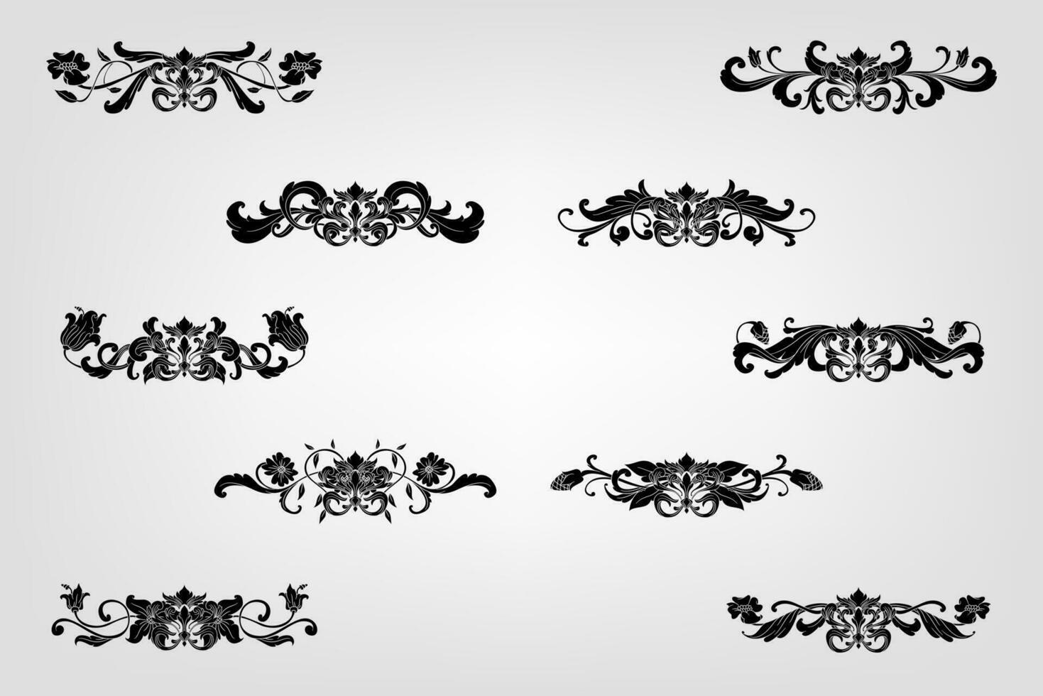 Classical Baroque Filigree Decoration Ornament Vintage Floral Border Style Antique Art Retro vector