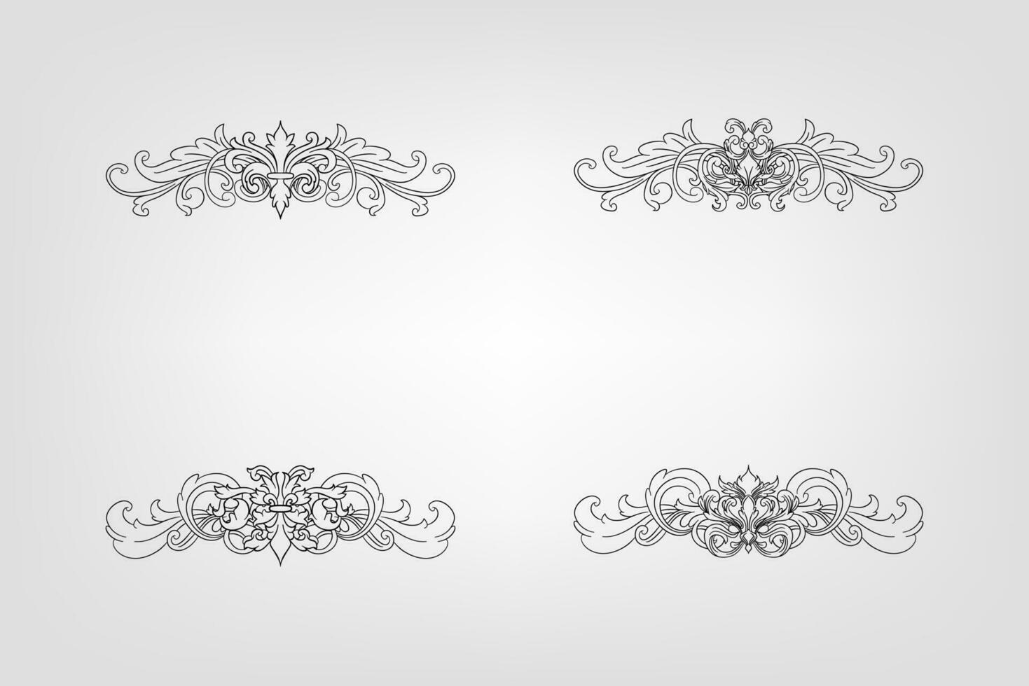 Classical Baroque Filigree Decoration Ornament Vintage Floral Border Style Antique Art Retro vector